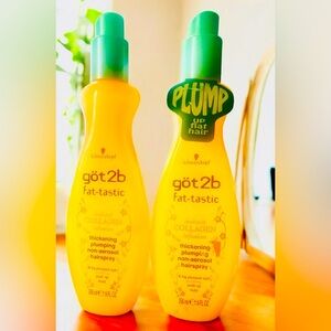 Schwarzkopf Got 2b Fat-Tastic Thickening Non-Aerosol Hairspray~Lot of 2